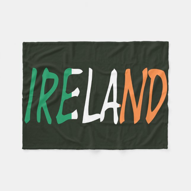 Ireland overlaid on Irish Flag fbcnt Fleece Blanket (Front (Horizontal))