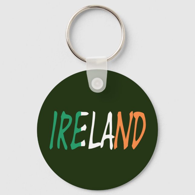 Ireland overlaid on Irish Flag kccn Key Ring (Front)