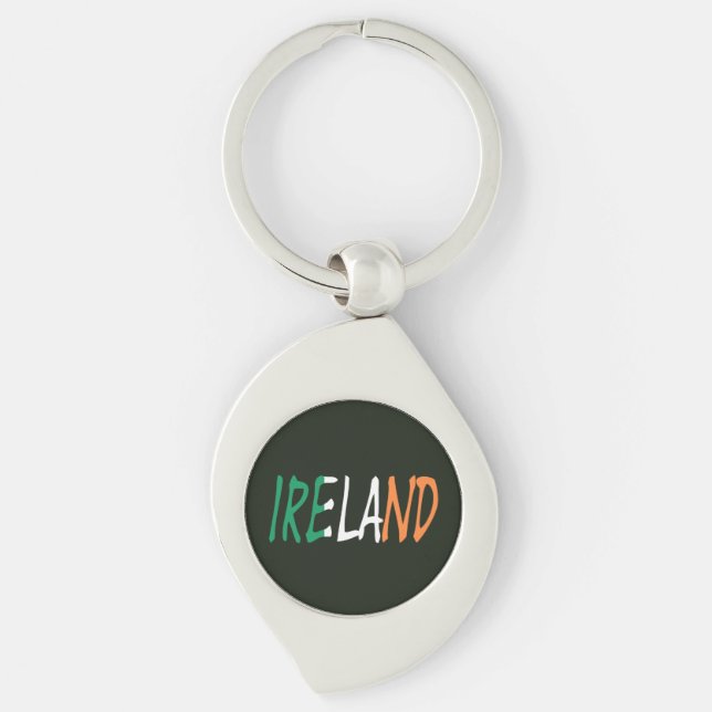 Ireland overlaid on Irish flag kccnt Key Ring (Front)