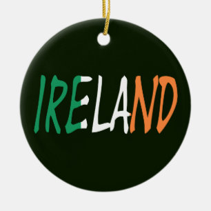 Ireland overlaid on Irish Flag orncnt Ceramic Tree Decoration
