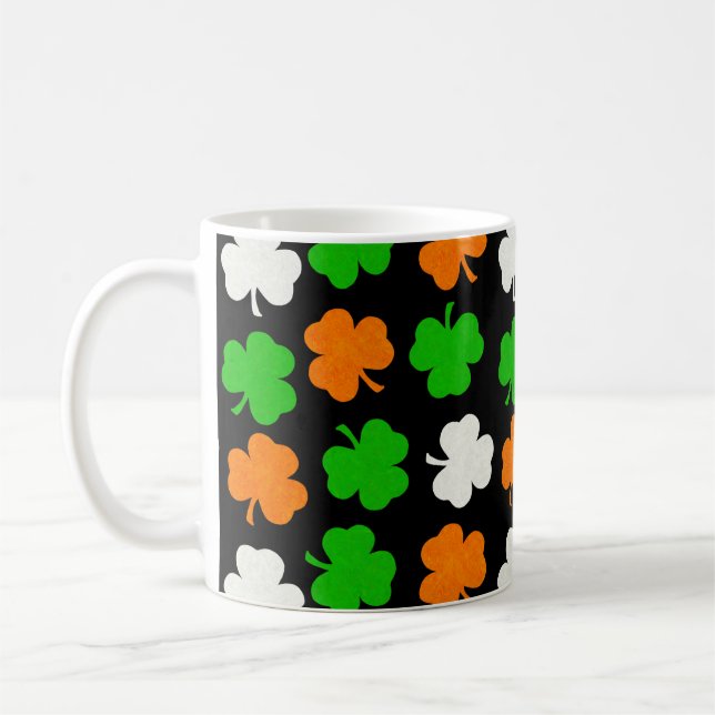 Ireland Papercut Shamrocks - Black Coffee Mug (Left)