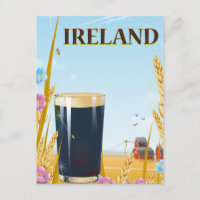 Ireland pint landscape travel poster