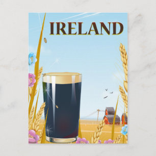 Ireland pint landscape travel poster postcard