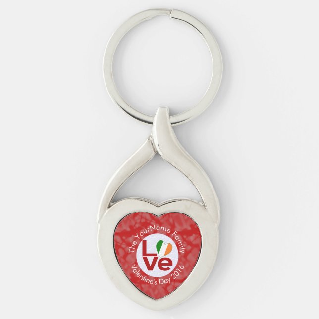 Ireland Red LOVE Flag Personalised  Key Ring (Front)