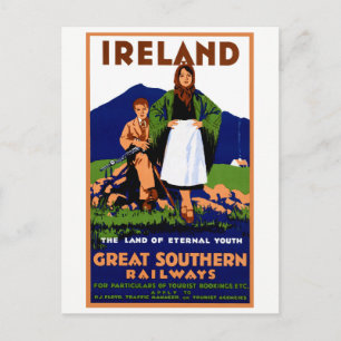 Ireland Restored Vintage Travel Poster Postcard