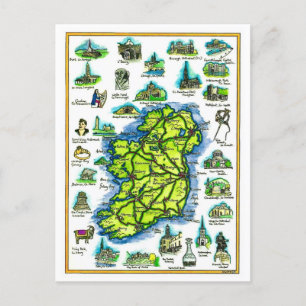 Ireland Retro Map Postcard