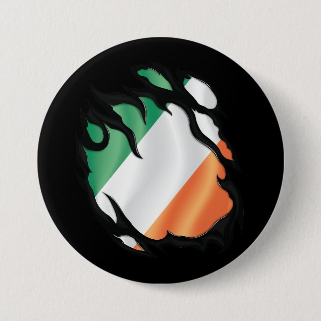 Ireland Ripped Flag 7.5 Cm Round Badge (Front)
