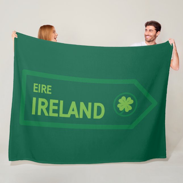 Ireland Road Sign Fleece Blanket (In Situ)
