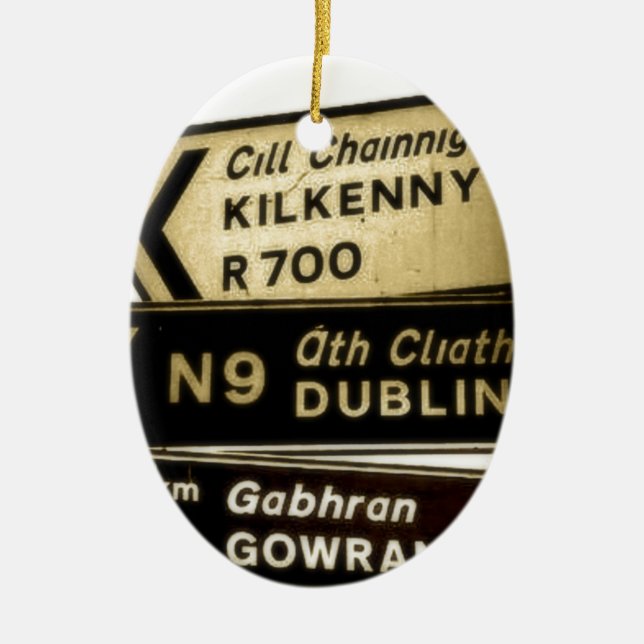 Ireland Roadside Signs Ceramic Tree Decoration (Front)