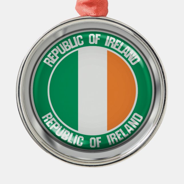 Ireland Round Emblem Metal Tree Decoration (Front)