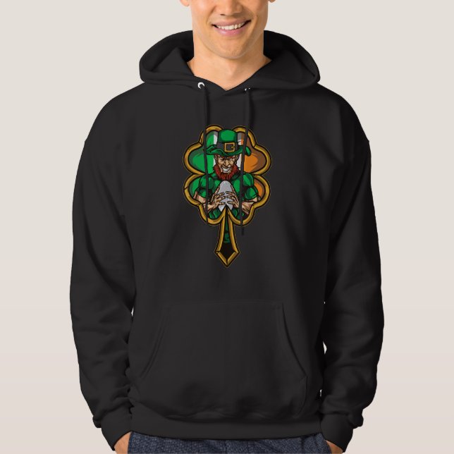 Ireland Rugby Leprechaun In St Patricks Day Shamro Hoodie (Front)