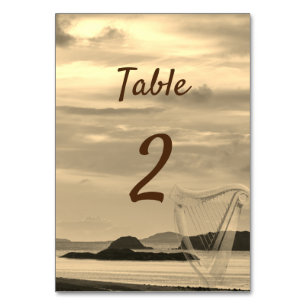 Ireland Scenic Wedding with Irish Harp Table Numbe Number