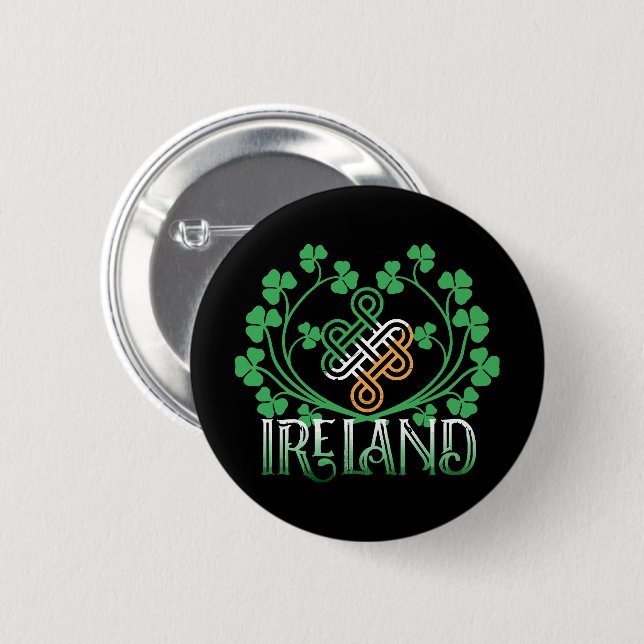 IRELAND SHAMROCK 6 CM ROUND BADGE (Front & Back)