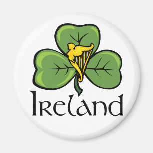 Ireland Shamrock and Harp Magnet