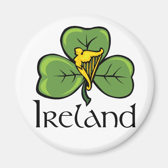 Ireland Shamrock and Harp Magnet (Front)