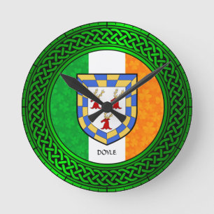 Ireland Shamrock Flag - Doyle Round Clock