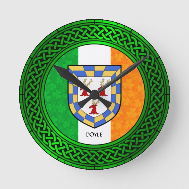 Ireland Shamrock Flag - Doyle Round Clock (Front)