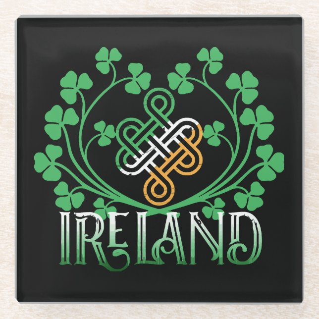 IRELAND SHAMROCK GLASS COASTER (Front)