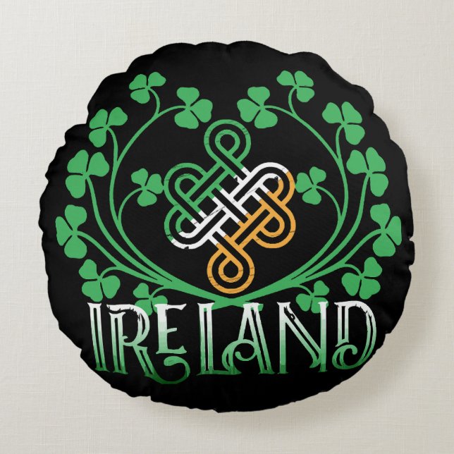 IRELAND SHAMROCK ROUND CUSHION (Front)
