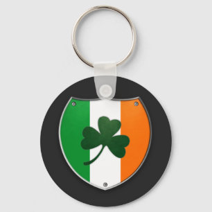 Ireland Shamrock Shield Keychain
