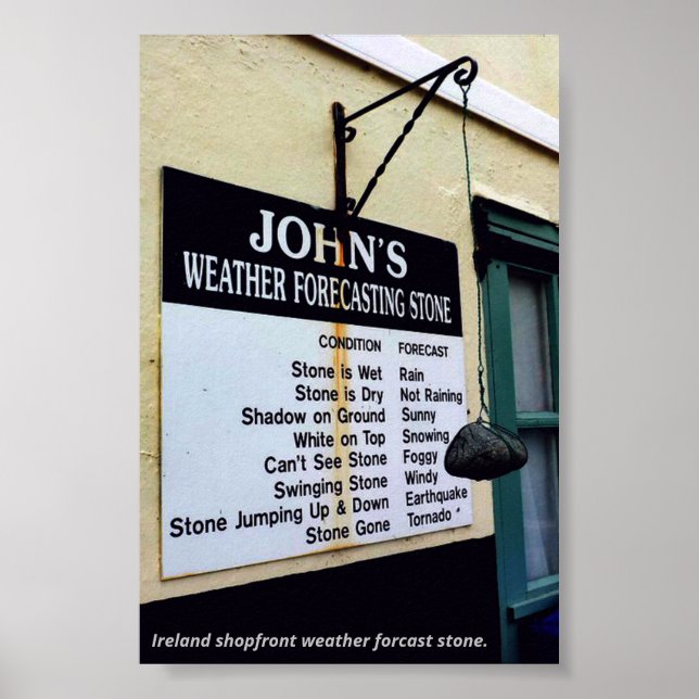 Ireland shopfront, weather forecasting stone poster (Front)