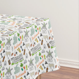 Ireland Sketch Doodle Pattern Tablecloth
