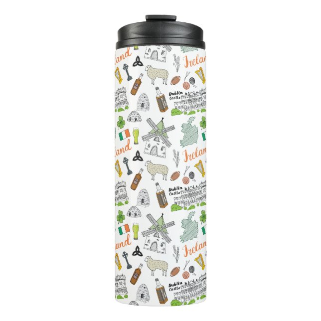 Ireland Sketch Doodle Pattern Thermal Tumbler (Front)
