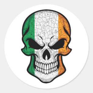 Ireland Smiling Skull Flag Classic Round Sticker