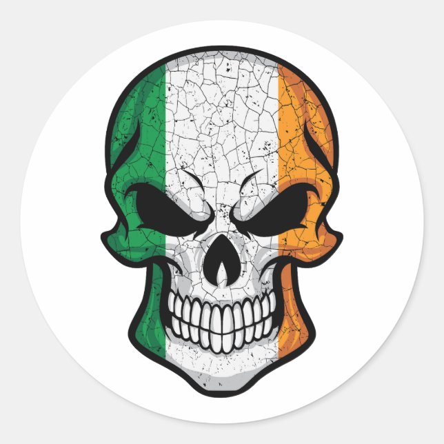 Ireland Smiling Skull Flag  Classic Round Sticker (Front)