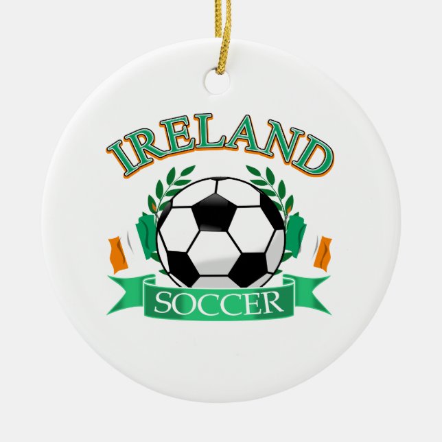 Ireland soccer ball designs ceramic tree decoration (Front)