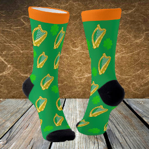 Ireland Socks, Shamrock, Harp, Flag, Irish Socks