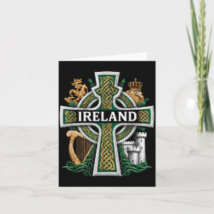 Ireland St Patrick Day Celtic Cross Green Celebrat Card