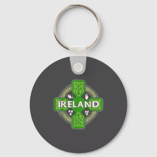 Ireland St Patrick Day Celtic Cross Green  Key Ring