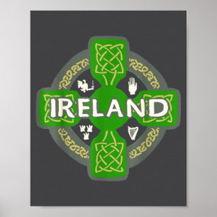 Ireland St Patrick Day Celtic Cross Green  Poster