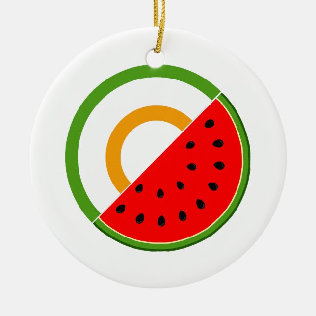 IRELAND STANDS WITH PALESTINE - Watermelon Ceramic Tree Decoration (Front)