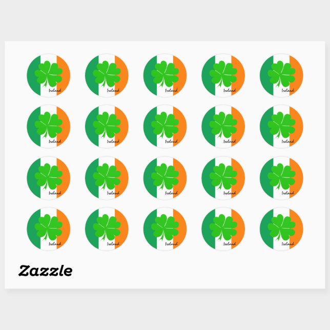 Ireland Sticker, clover, Irish flag /sport fans Classic Round Sticker (Sheet)