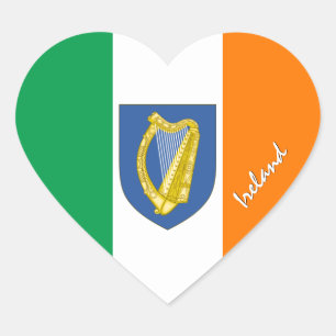 Ireland Sticker, Heart, Patriotic Irish Flag Heart Sticker