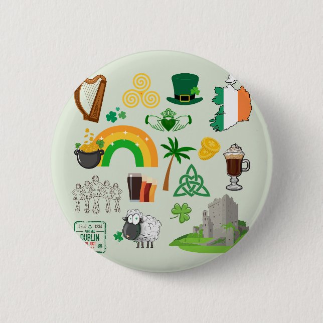 Ireland Symbols 6 Cm Round Badge (Front)