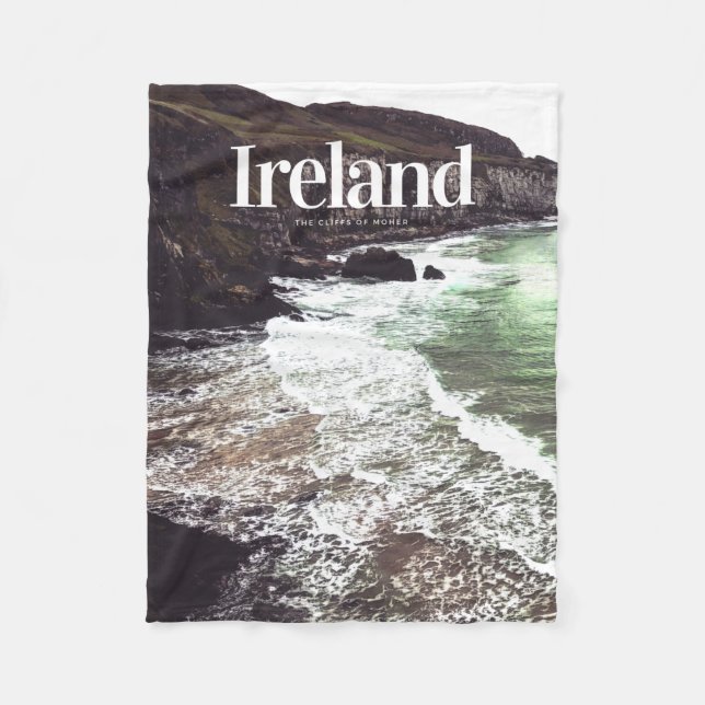 Ireland The Cliffs of Moher - Green Moher Cliff Fleece Blanket (Front)