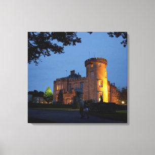 Ireland, the Dromoland Castle lit at dusk, Canvas Print