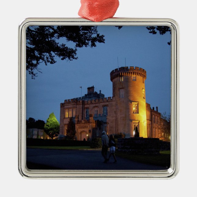 Ireland, the Dromoland Castle lit at dusk, Metal Tree Decoration (Front)