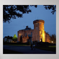 Ireland, the Dromoland Castle lit at dusk,