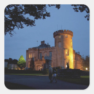 Ireland, the Dromoland Castle lit at dusk, Square Sticker