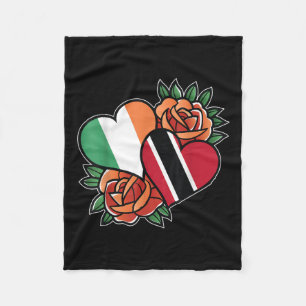 Ireland Trinidad And Tobago Flag Heart Half Irish Fleece Blanket