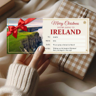 Ireland Trip Christmas Reveal Gift Ticket Card