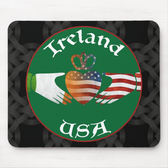 Ireland USA Claddagh Mousemat (Front)