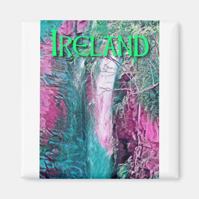 Ireland Waterfall Painting Magnet (Front)