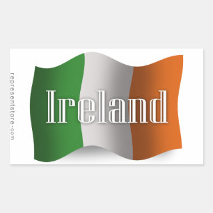 Ireland Waving Flag Rectangular Sticker
