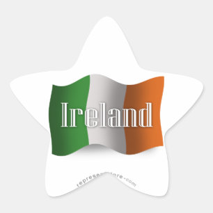 Ireland Waving Flag Star Sticker
