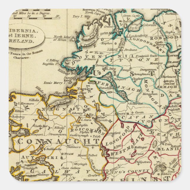 Ireland with boundaries outlined square sticker (Front)